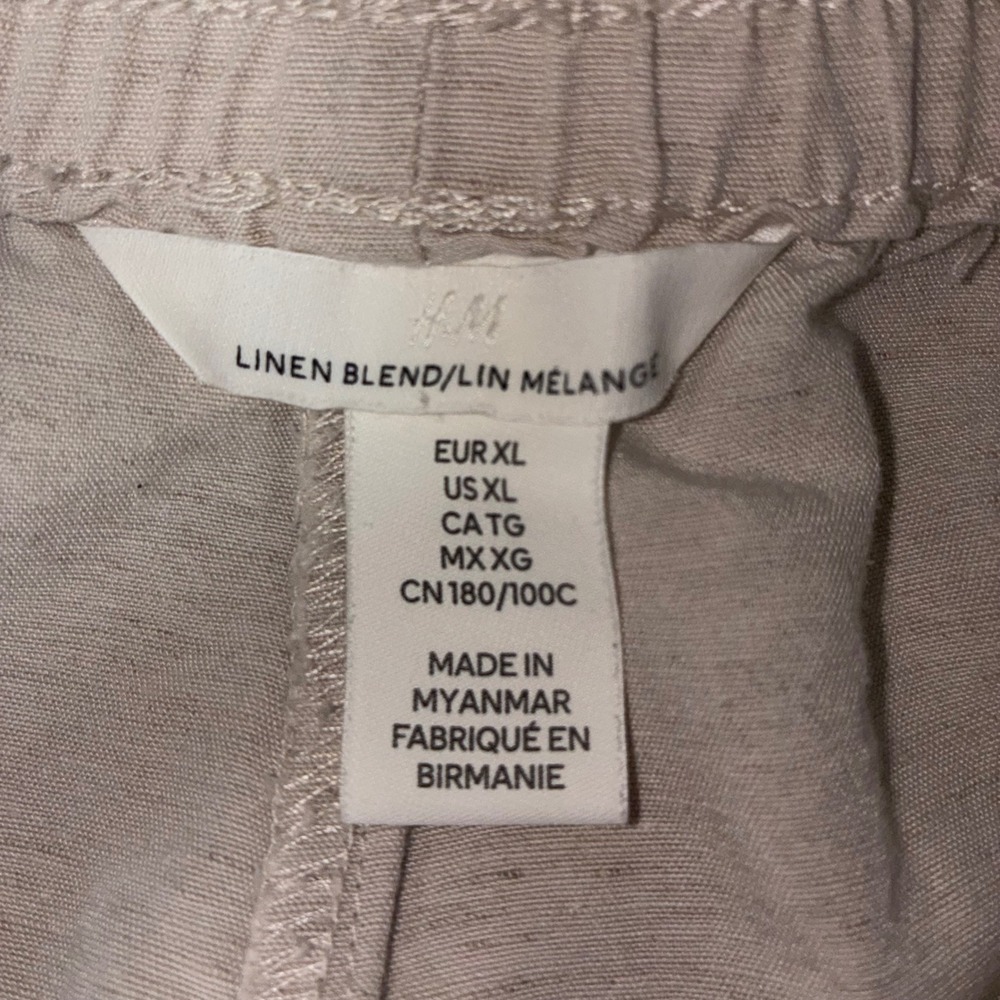 H&M Linen Blend Oatmeal Color Shorts Women Size XL - Picture 3 of 7